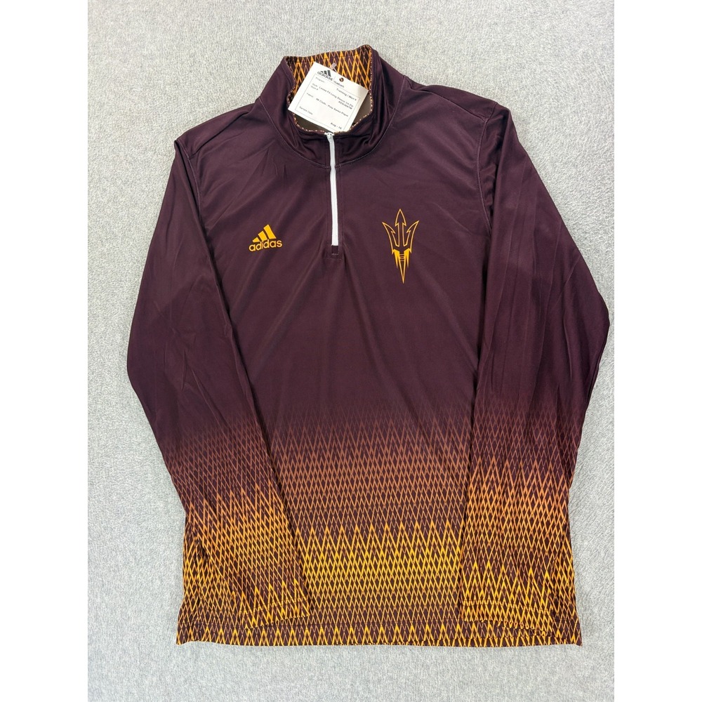 NWT Arizona State Sun Devils Adidas Performance 1/4 Zip Pullover Mens L Maroon